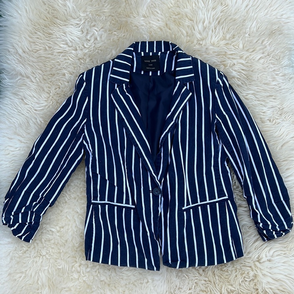 Love Tree size large denim striped blazer